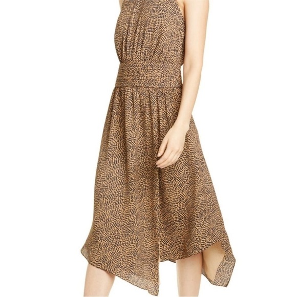 Joie Kehlani Oak Halter Neck Sleeveless Asymmetrical Animal Print Dress Sz6 NWT - Picture 2 of 10